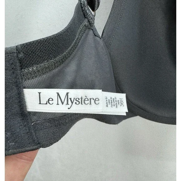 Le Mystere Safari T Shirt Plunge Underwire Bra Womens 36H Black Gray Marbled - Picture 6 of 10